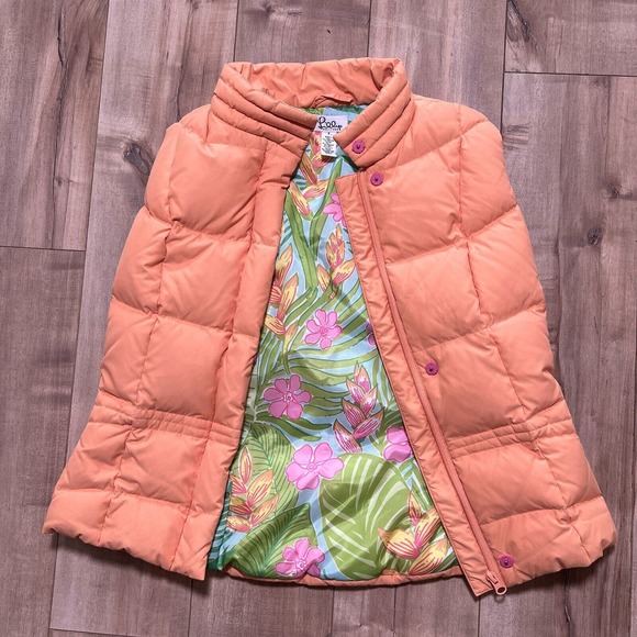 LILY PULITZER Orange Puffer Down Vest Size S Inner Lined Floral NWOT MSRP $155 - Picture 5 of 11